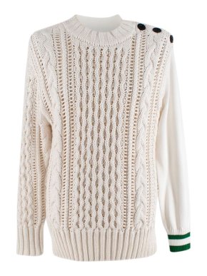 Sacai Ivory Cable Knit Jumper