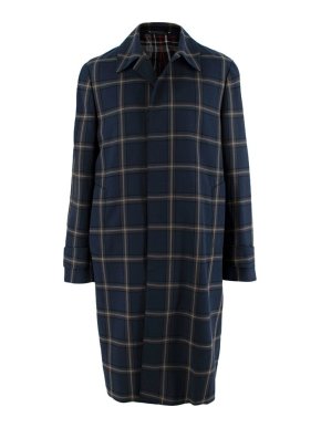 Paul Smith Navy Checkered Trench Coat