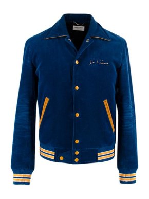 Saint Laurent Blue Je T'aime Corduroy Teddy Jacket