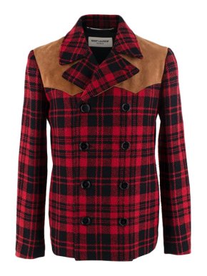 Saint Laurent Red Plaid Wool Lumberjack Jacket
