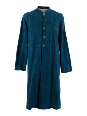Eleven Eleven Blue Cotton Boucle Duster Coat