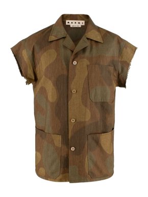 Marni Camouflage Cotton Twill Cut-Off Shirt