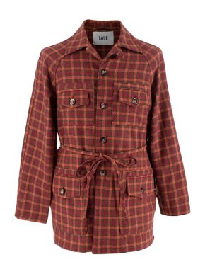 Bode Red & Orange Wool Plaid Worker Jacket