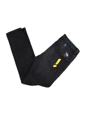 Mira Mikati Charcoal-Wash Denim Applique Skinny Jeans
