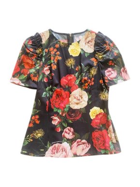 Dolce & Gabbana Black Floral Crepe Top