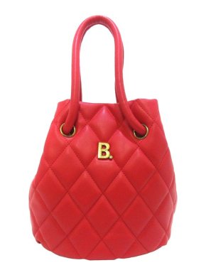 Balenciaga Red Quilted Leather Small B Bucket Bag