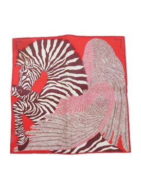 Hermes Red Zebra Pegasus Print Silk Twill Nano Scarf 20