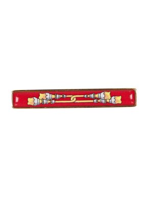 Hermes Red Printed Enamel Tie Clip