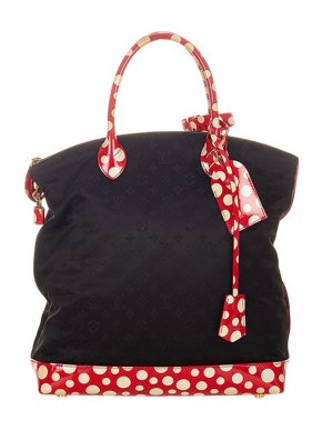 Louis Vuitton Monogram Twill Lockit Vertical Yayoi Kusama MM Tote Bag