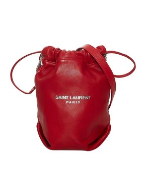 Saint Laurent Red Leather Teddy Bucket Bag
