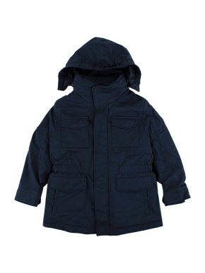 Loro Piana navy Storm System shearling lined coat 4Y