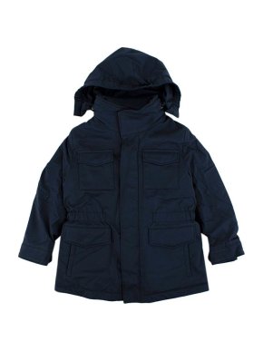Loro Piana navy Storm System shearling lined coat 4Y