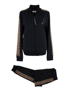 Fendi Black FF Trimmed Track Jacket & Joggers