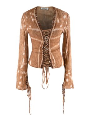 Saint Laurent Vintage Deer-Print Stretch Mesh Top