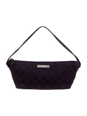 Gucci Vintage Black GG Monogram Canvas Boat Baguette