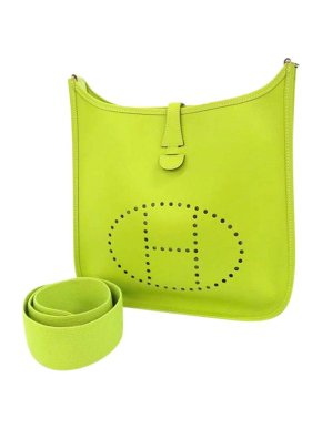 Hermes Neon Yellow Clemence Evelyne II PM Bag PHW