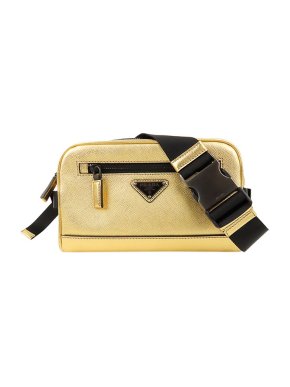 Prada Gold Saffiano Leather Belt Bag