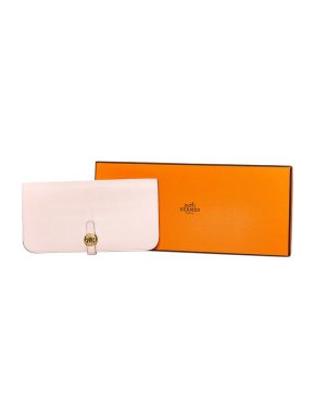 Hermes Pink Leather Dogon Long Wallet