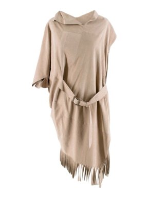 Comme Des Garcons Faux Suede Asymmetric Fringed Dress