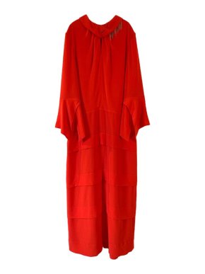 Victoria Beckham Red Silk Crepe Chain-Embellished Dress