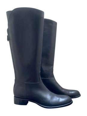 Loro Piana Black Leather Flat Long Riding Boots