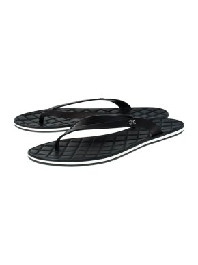 Chanel Black Quilted Leather & Rubber Flip-Flops