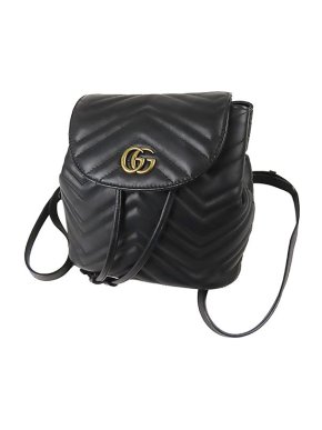 Gucci Black Leather GG Marmont Backpack