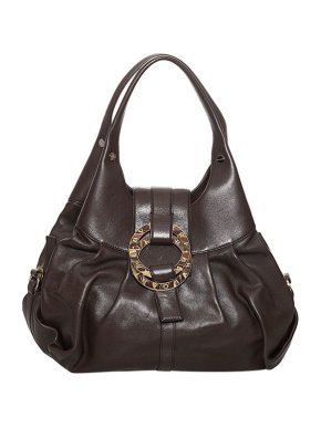 Bvlgari Black Leather Chandra Hobo Bag