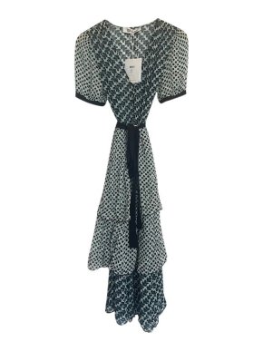 Diane von Furstenberg Geometric Print Chiffon Naomi Wrap Dress