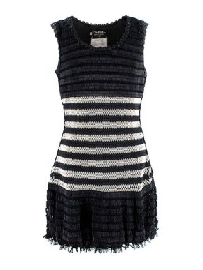 Chanel Vintage Black & White Woven Mini Dress