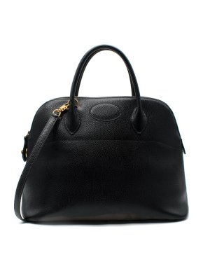 Hermes Vintage Black Buffalo Leather Bolide 35 Bag GHW