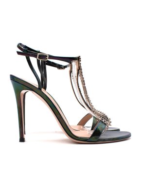 Gianvito Rossi Iridescent Patent & Crystal Embellished Selma Heeled Sandals