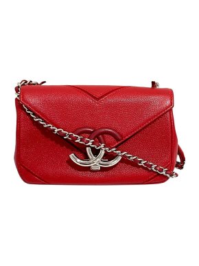 Chanel Red Caviar Leather Chevron Bag