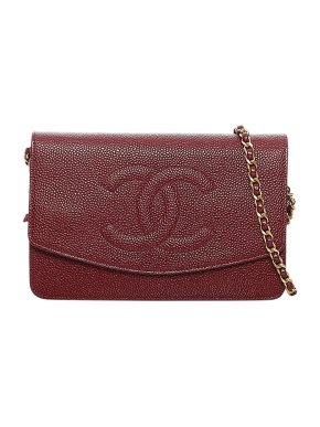Chanel Burgundy Caviar Leather CC Wallet on Chain