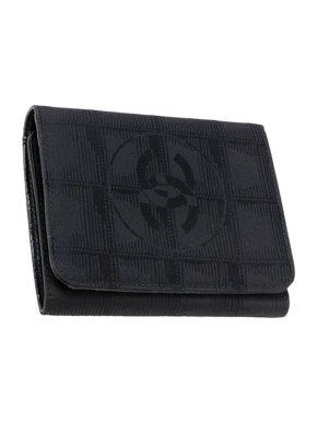 Chanel Black Nylon New Travel Line Compact Wallet