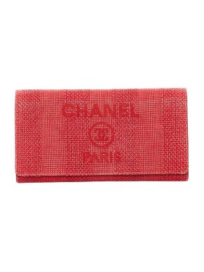 Chanel Red Tweed Deauville Long Wallet
