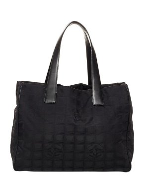 Chanel Vintage Black Nylon New Line Travel Tote Bag