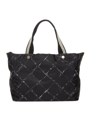 Chanel Vintage Black Nylon Old Travel Line Tote Bag