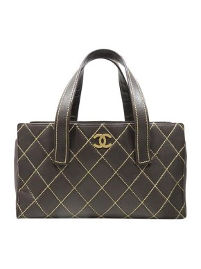 Chanel Vintage Black Leather Wild Stitch Tote Bag