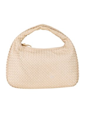 Bottega Veneta Vintage Ivory Intreciato Leather Hobo Bag