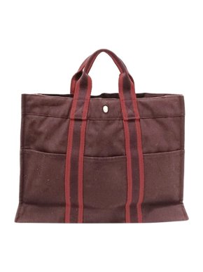 Hermes Vintage Red Canvas Fourre Tout MM Tote Bag