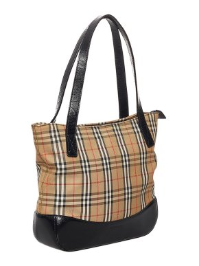 Burberry Vintage Haymarket Check Canvas Tote Bag