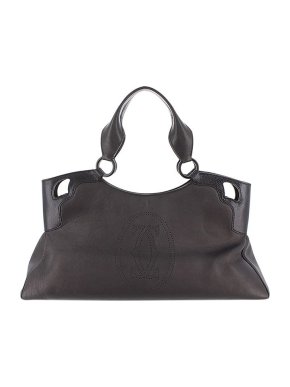 Vintage Black Leather Marcello de Cartier Tote Bag