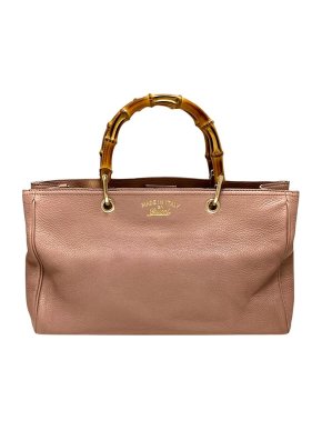 Gucci Taupe Leather Bamboo Handle Bag