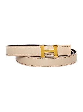Hermes Black & Nude Leather Constance Belt 78 GHW