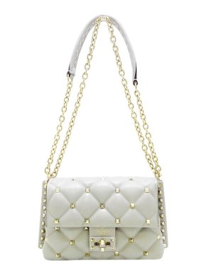 Valentino Garavani White Leather Candystud Flap Bag