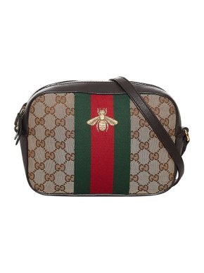 Gucci GG Canvas Webby Bee Camera Bag