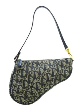 Dior Navy Oblique Canvas Mini Saddle Bag