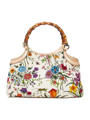 Gucci Flora Canvas Bamboo Handle Bag