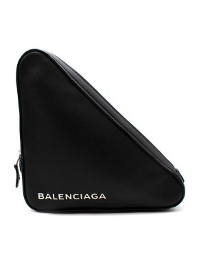 Balenciaga Triangle Leather Clutch Logo Print Bag